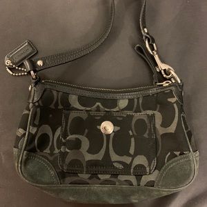 Authentic COACH Canvas Black Grey Handbag Small